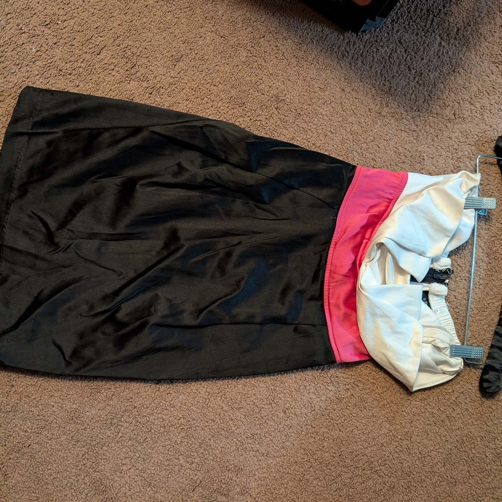 Snap Black, Pink, and White Pencil Skirt